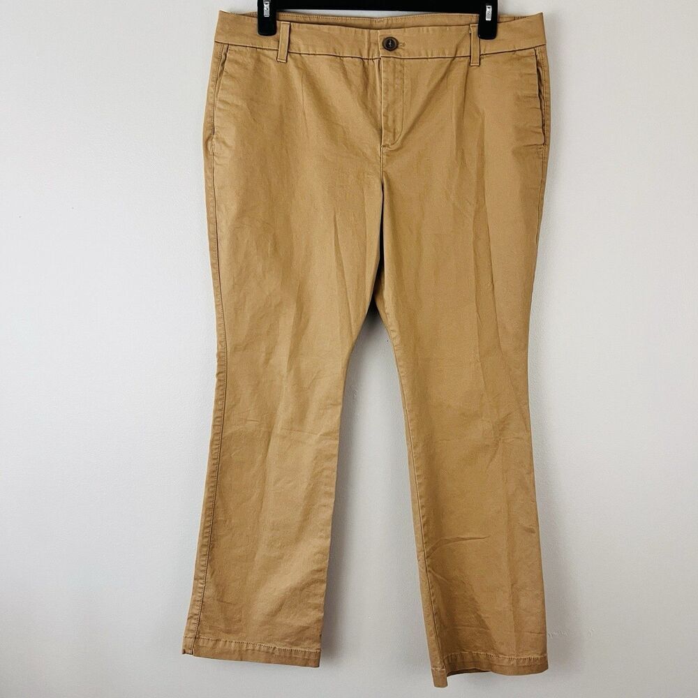 Old Navy Boot Cut Khaki Pants Womens Made in India Cotton Blend Size 16